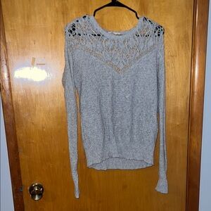 Hollister Gray Scoop Neck Sweater with Crochet Detail